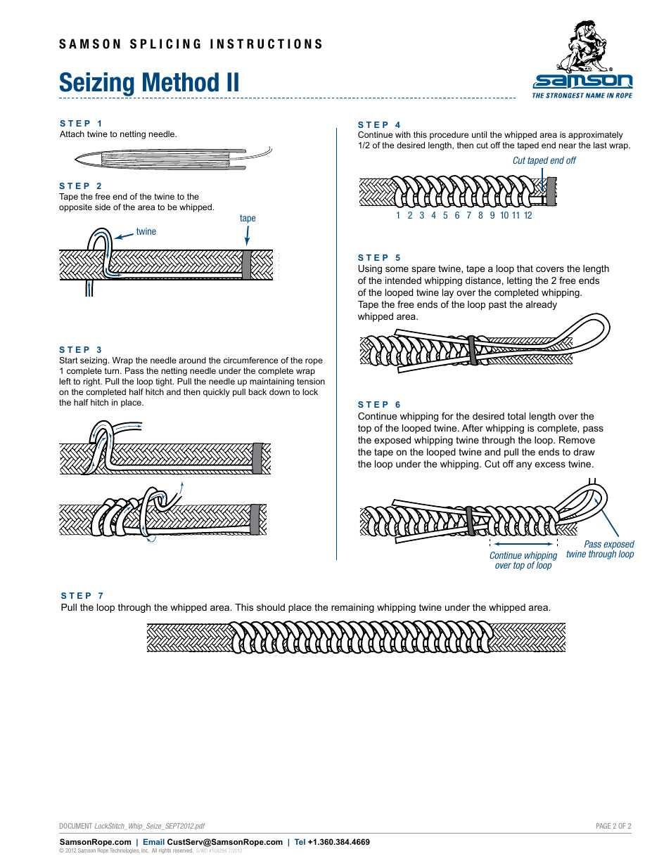 Seizing method ii | Samson MISCELLANEOUS Lock Stitching, Whipping, and Seizing Procedures User Manual | Page 2 / 2