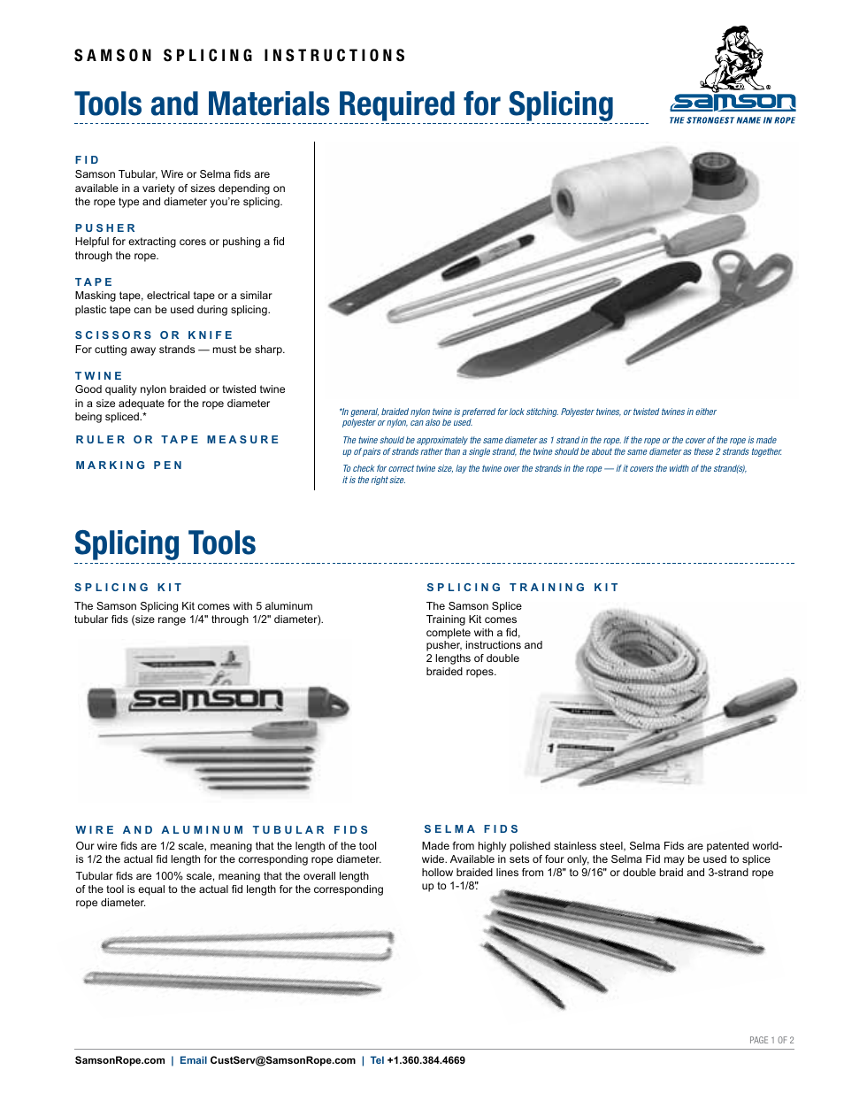 Samson MISCELLANEOUS Tools Required for Splicing User Manual | 2 pages