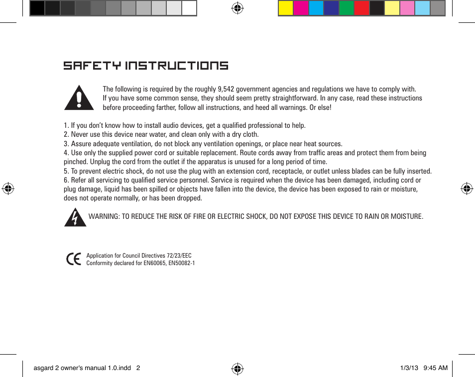 Safety instructions | Schiit Asgard 2 User Manual | Page 2 / 8