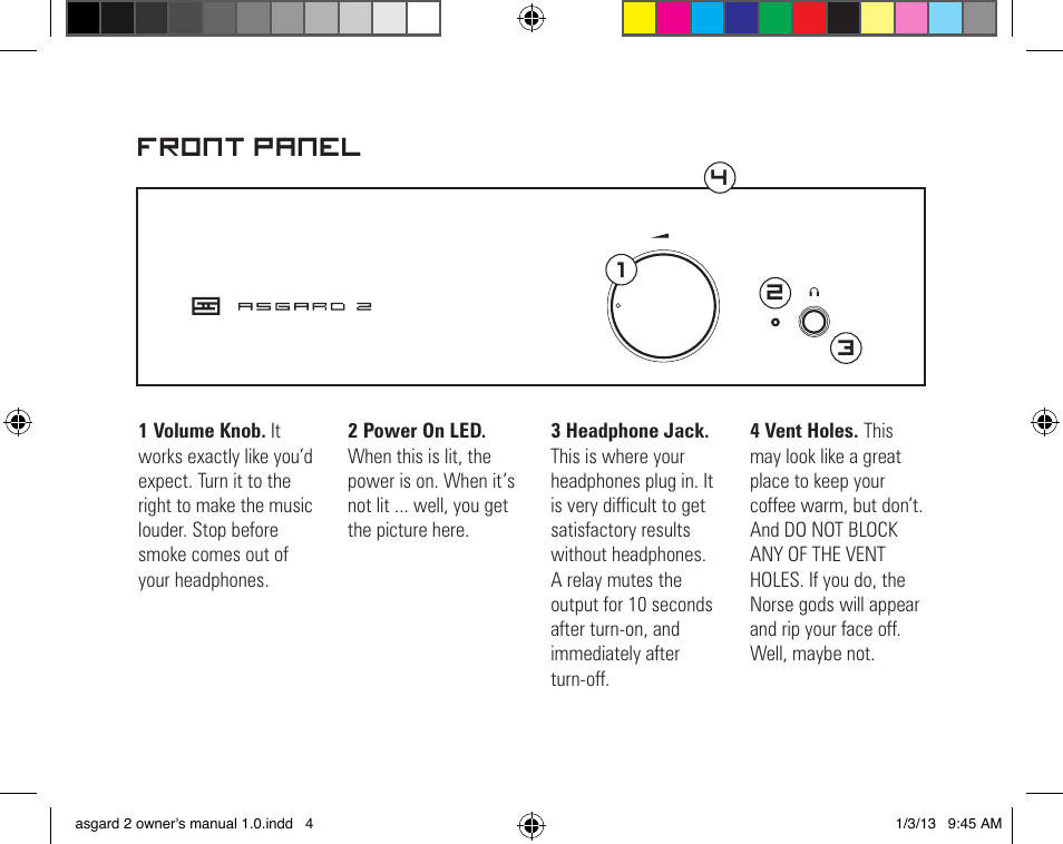 Front panel | Schiit Asgard 2 User Manual | Page 4 / 8