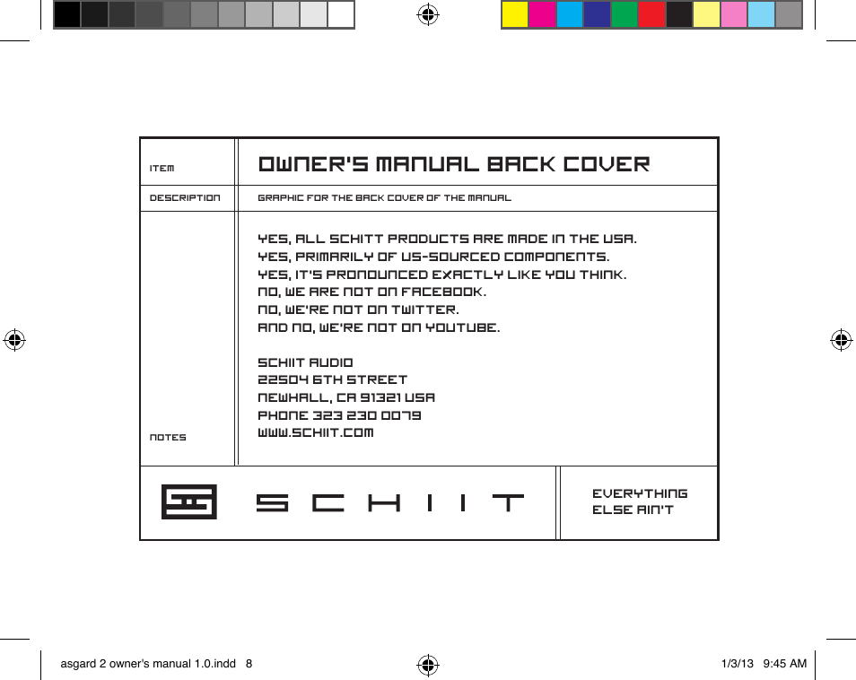 Owner’s manual back cover | Schiit Asgard 2 User Manual | Page 8 / 8