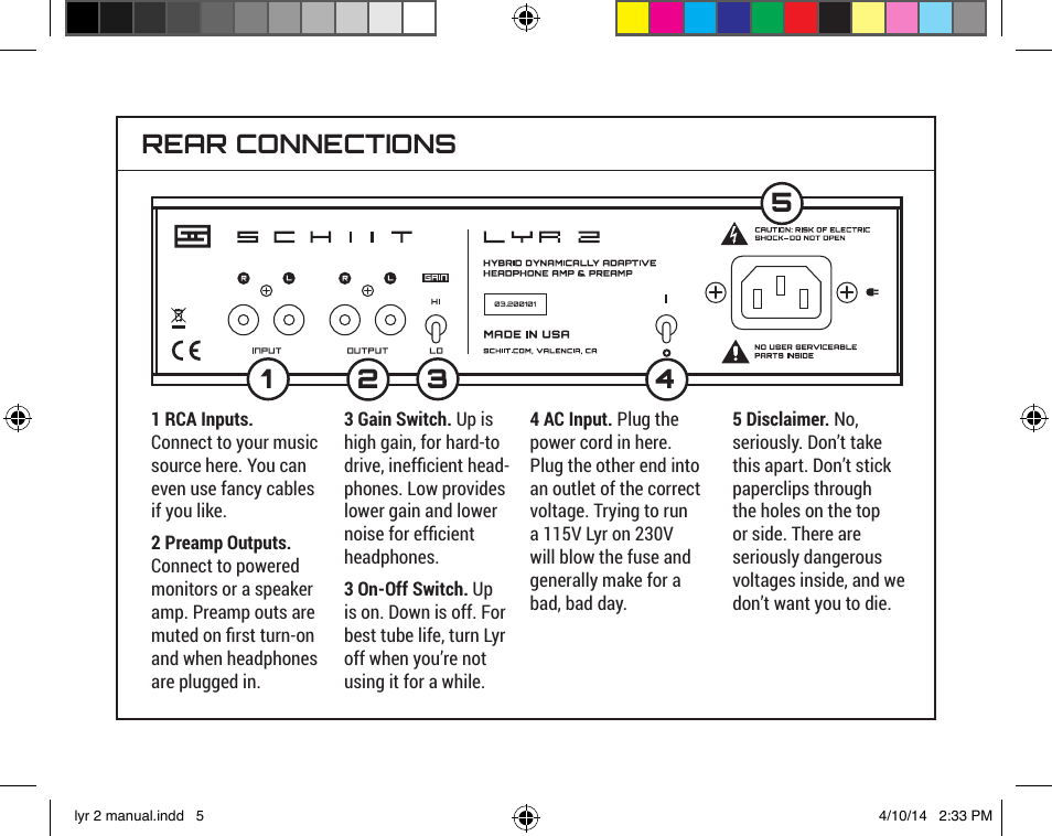 Rear connections | Schiit Lyr 2 User Manual | Page 5 / 8