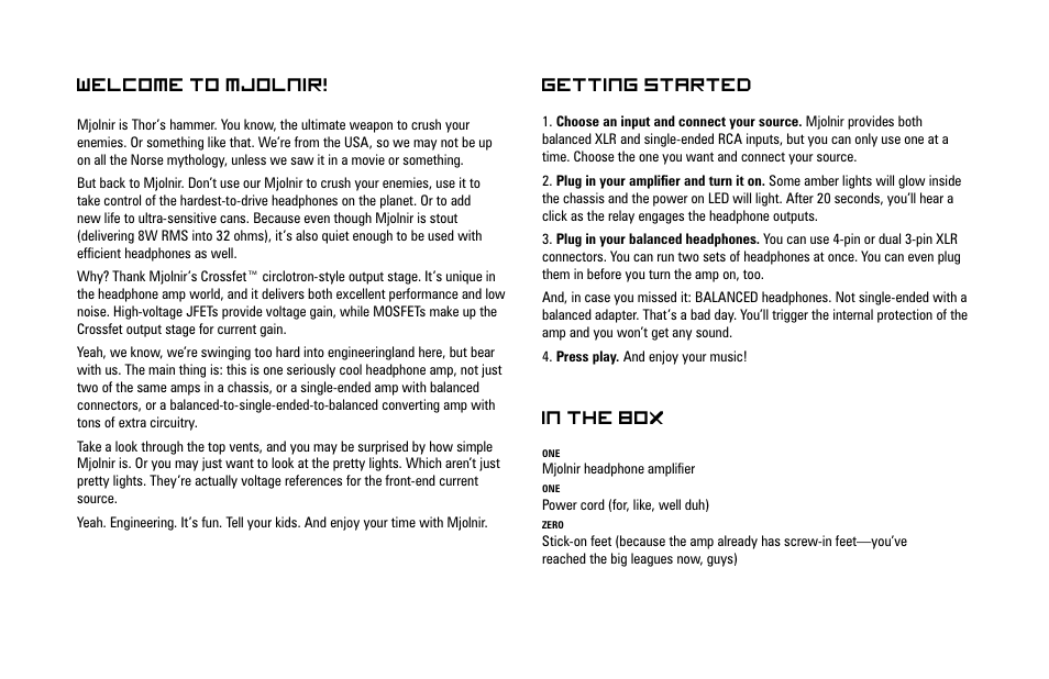 Welcome to mjolnir | Schiit Mjolnir User Manual | Page 3 / 8