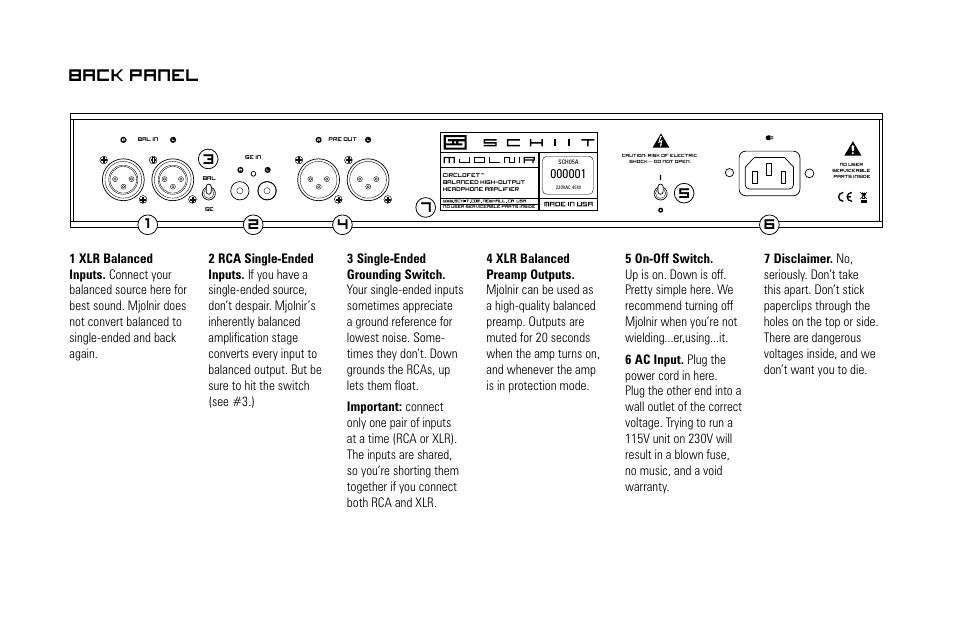 Back panel | Schiit Mjolnir User Manual | Page 5 / 8