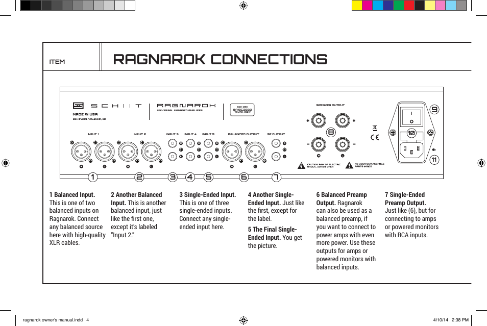 Ragnarok connections | Schiit Ragnarok User Manual | Page 4 / 12