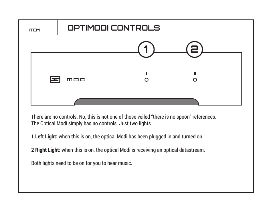 Optimodi controls | Schiit Modi User Manual | Page 3 / 4