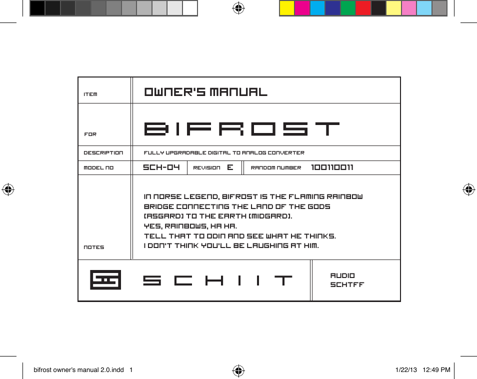 Schiit Bifrost User Manual | 8 pages