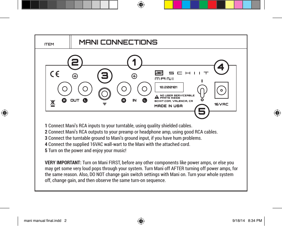 Mani connections | Schiit Mani User Manual | Page 2 / 4