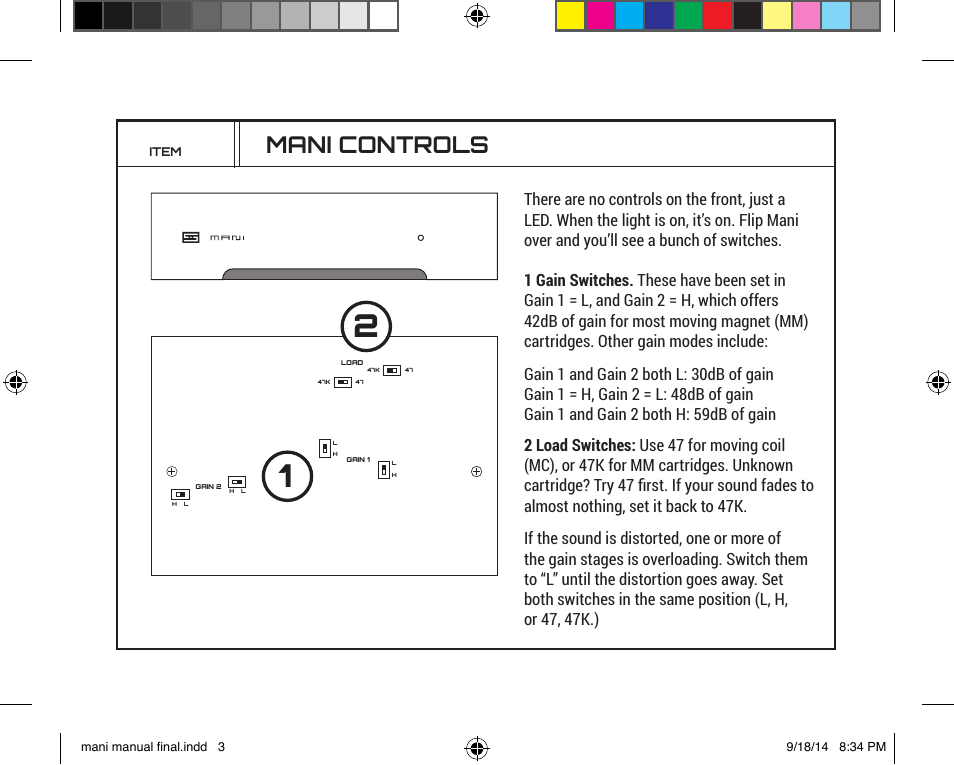 Mani controls | Schiit Mani User Manual | Page 3 / 4