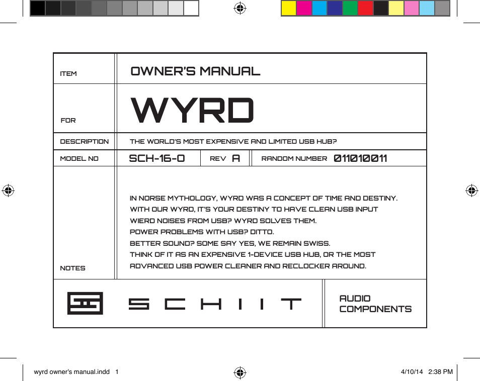 Schiit Wyrd User Manual | 4 pages