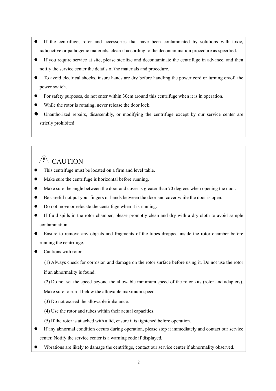 Caution | Scilogex DM0142 Clinical-Centrifuge User Manual | Page 5 / 21