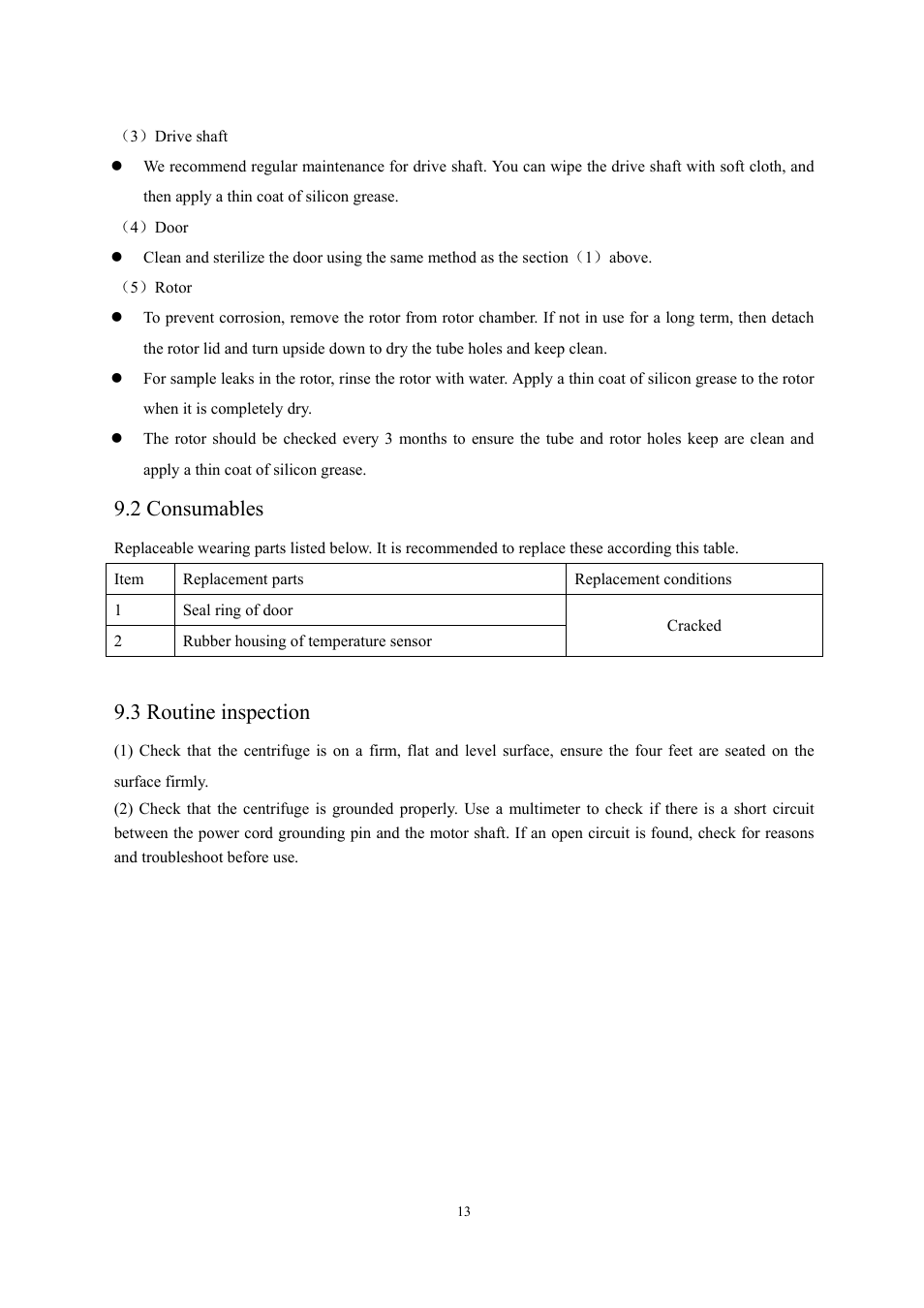 2 consumables, 3 routine inspection | Scilogex DM1424 Hematocrit-Centrifuge User Manual | Page 16 / 24