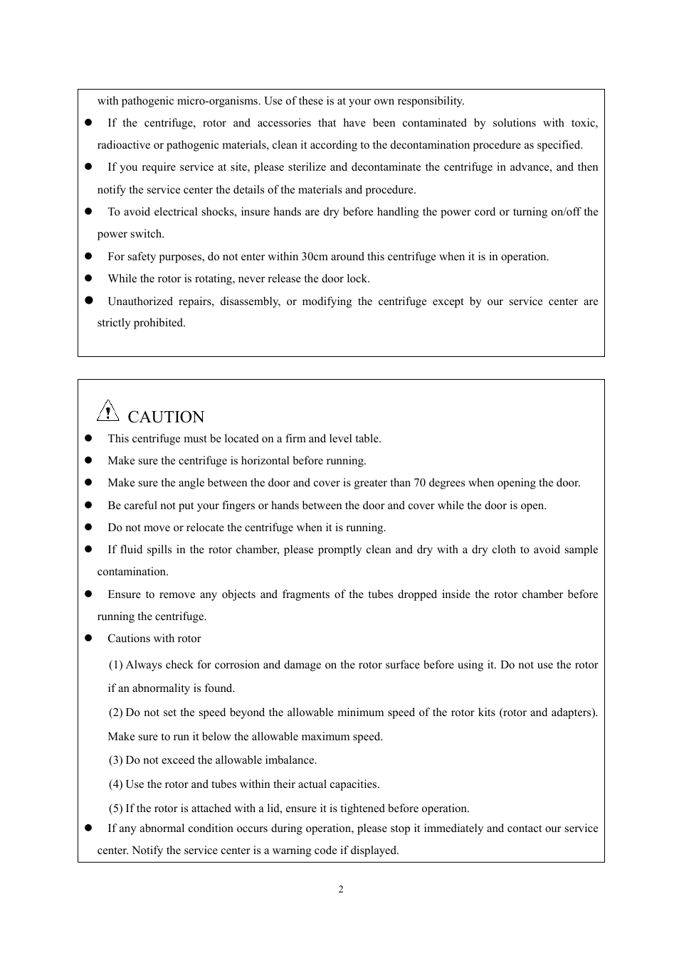 Caution | Scilogex DM1424 Hematocrit-Centrifuge User Manual | Page 5 / 24