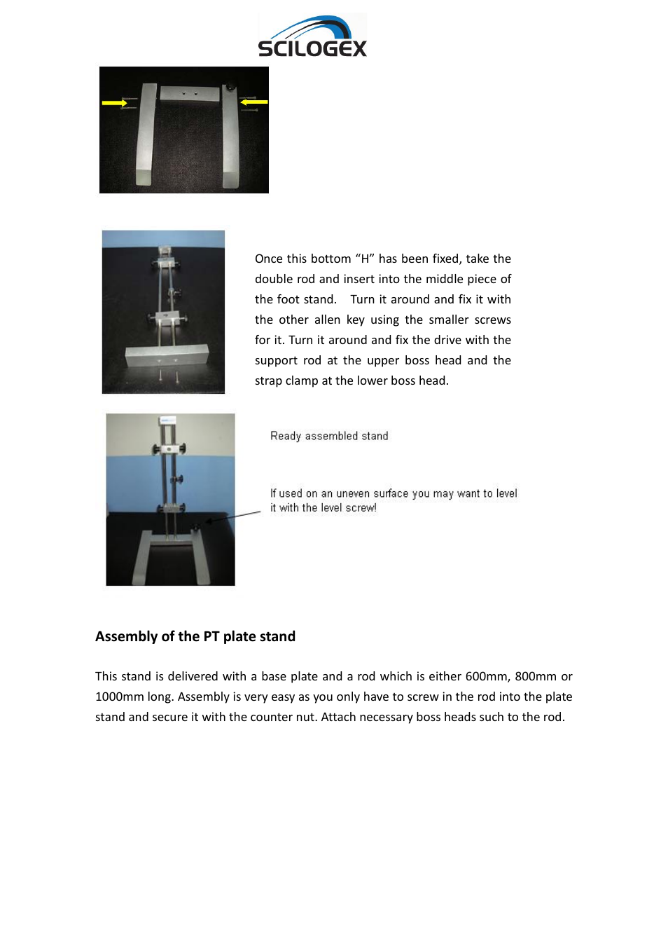 Assembly of the pt plate stand | Scilogex D-500 User Manual | Page 10 / 12