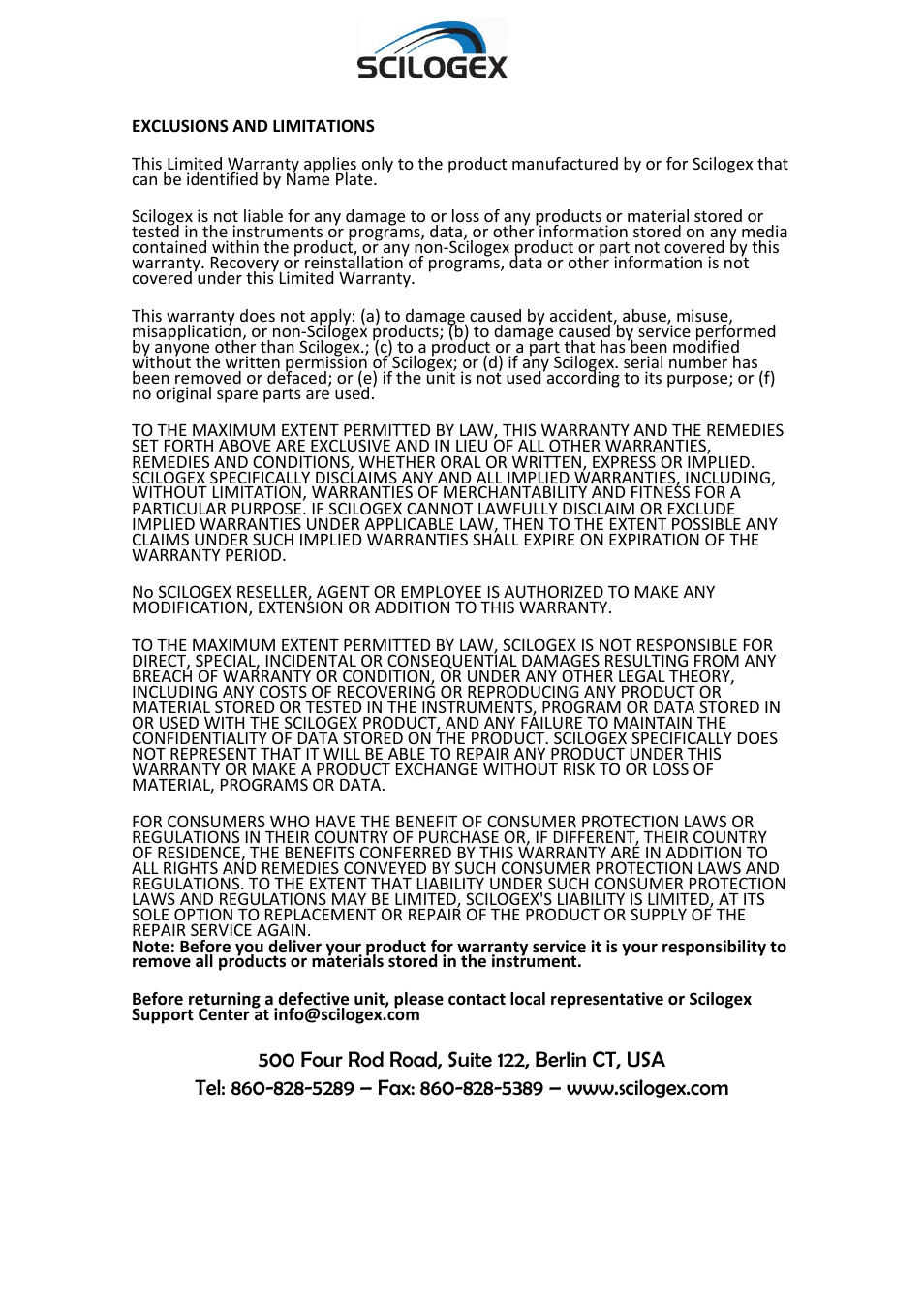 Scilogex D-500 User Manual | Page 12 / 12