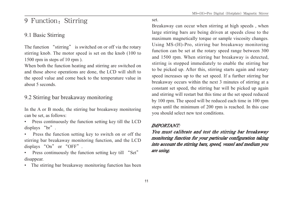 9 function: stirring | Scilogex MS-Pro User Manual | Page 13 / 20