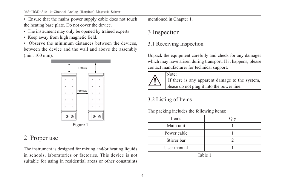 2 proper use, 3 inspection | Scilogex MS-M-S10 User Manual | Page 6 / 12