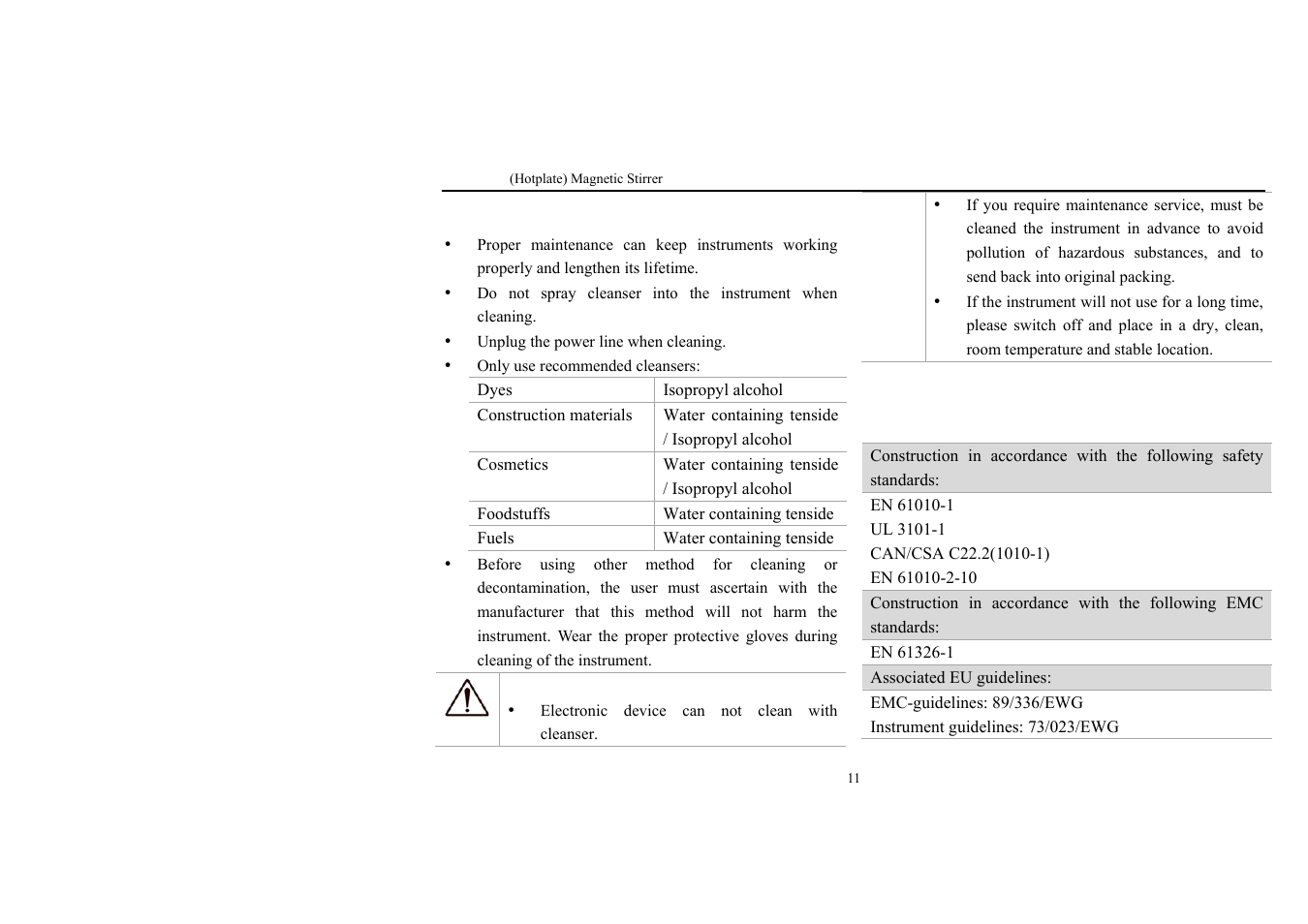 Maintenance and cleaning, Associated standards and regulations | Scilogex MS-PB User Manual | Page 13 / 18