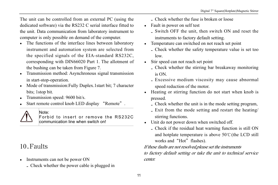 Faults | Scilogex MS7-H550-Pro User Manual | Page 13 / 20