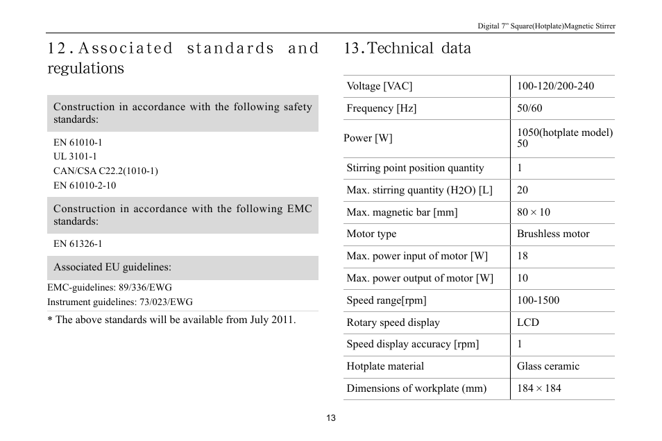 Technical data | Scilogex MS7-H550-Pro User Manual | Page 15 / 20