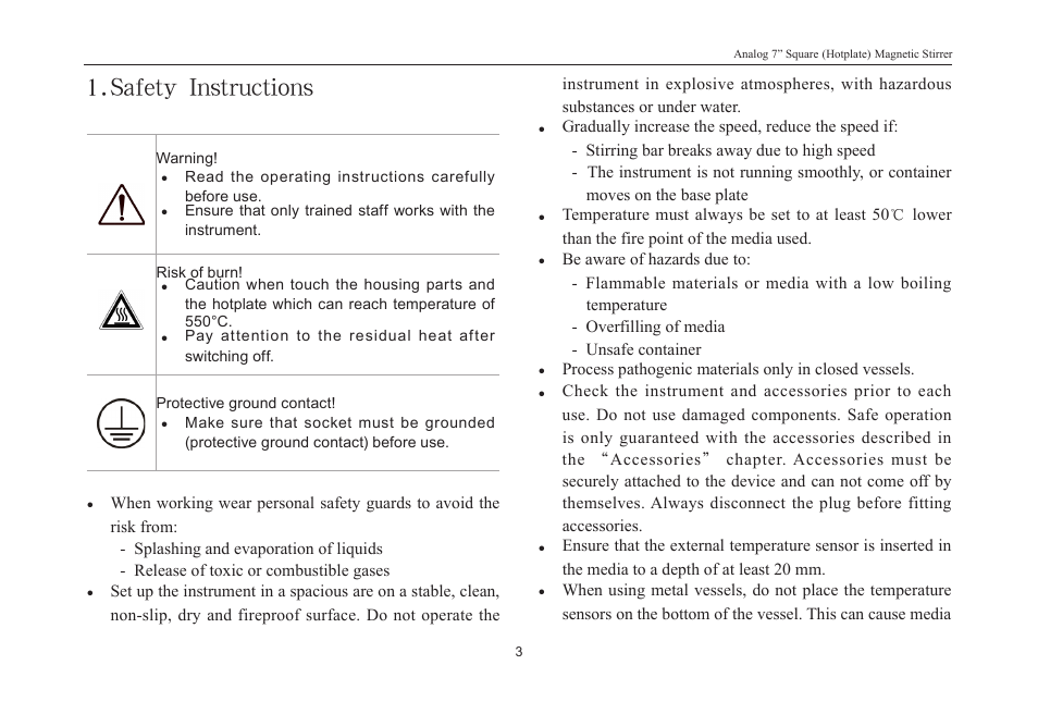 Safety instructions | Scilogex MS7-H550-S User Manual | Page 5 / 16