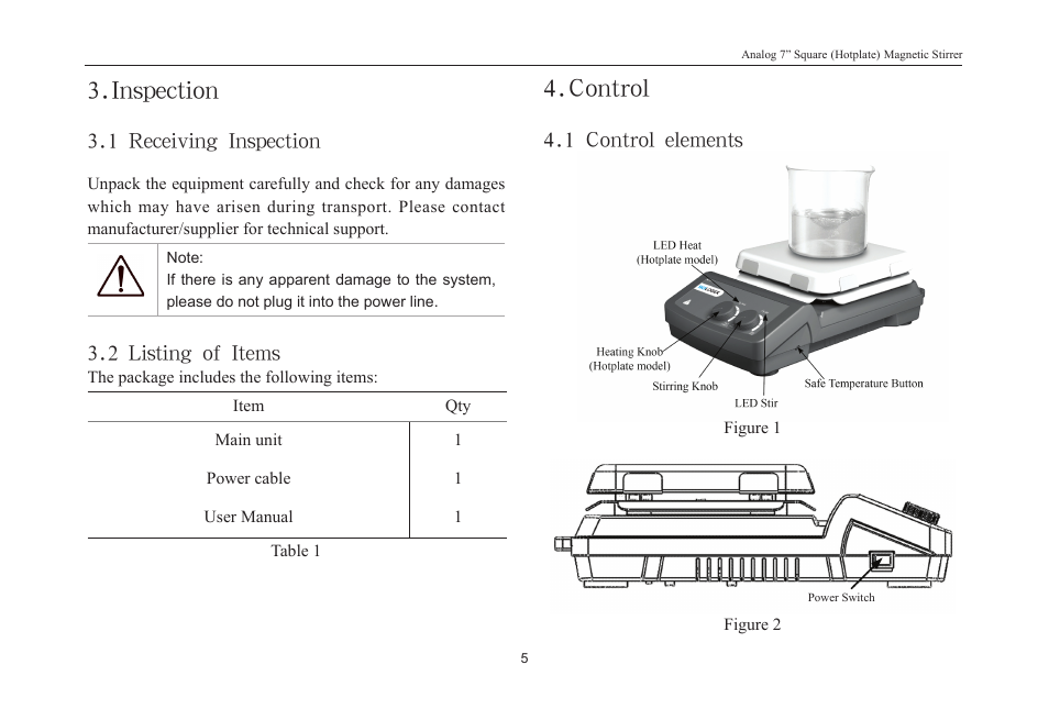 Inspection, Control | Scilogex MS7-H550-S User Manual | Page 7 / 16