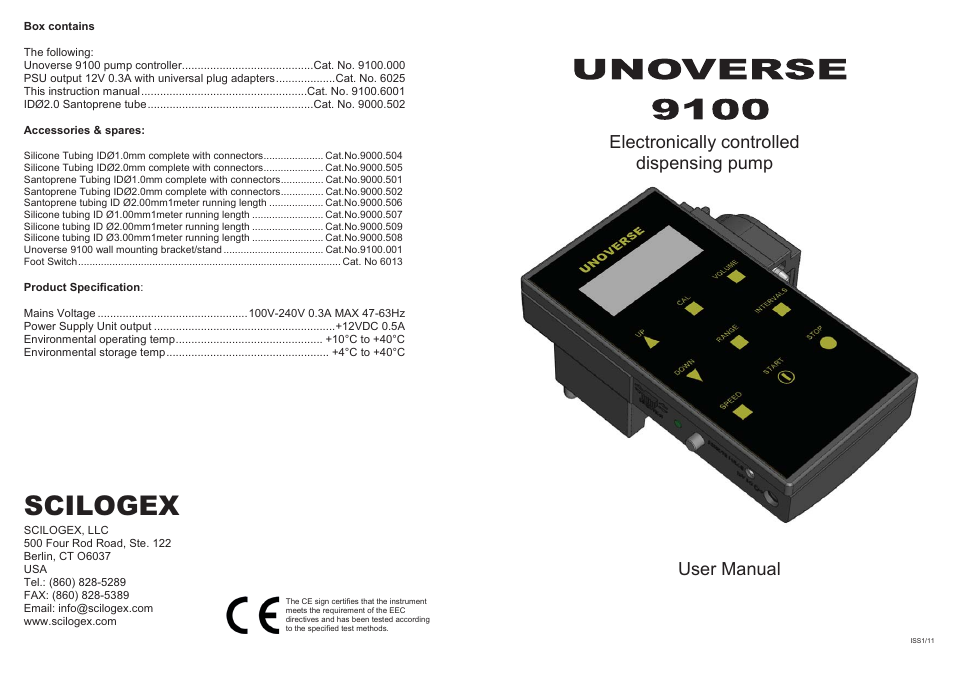 Scilogex Unoverse Peristaltic Pump Dispense 9100 User Manual | 6 pages