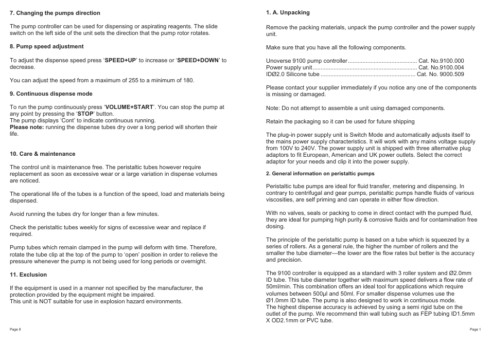 Scilogex Unoverse Peristaltic Pump Dispense 9100 User Manual | Page 3 / 6