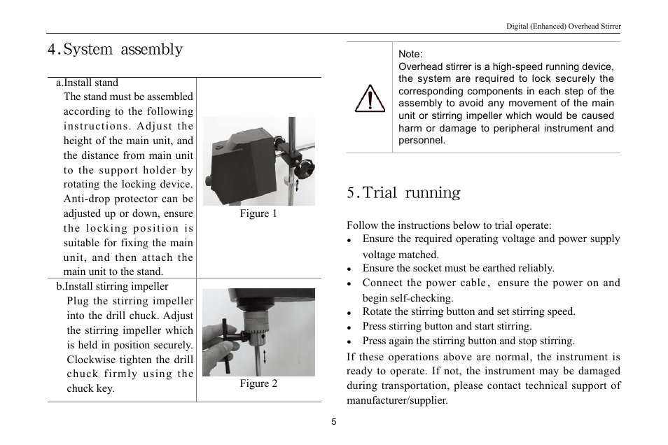 System assembly, Trial running | Scilogex OS20-Pro User Manual | Page 7 / 16