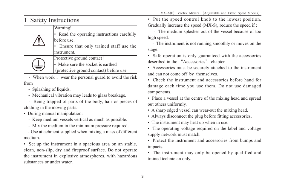 1 safety instructions | Scilogex MX-F User Manual | Page 5 / 12