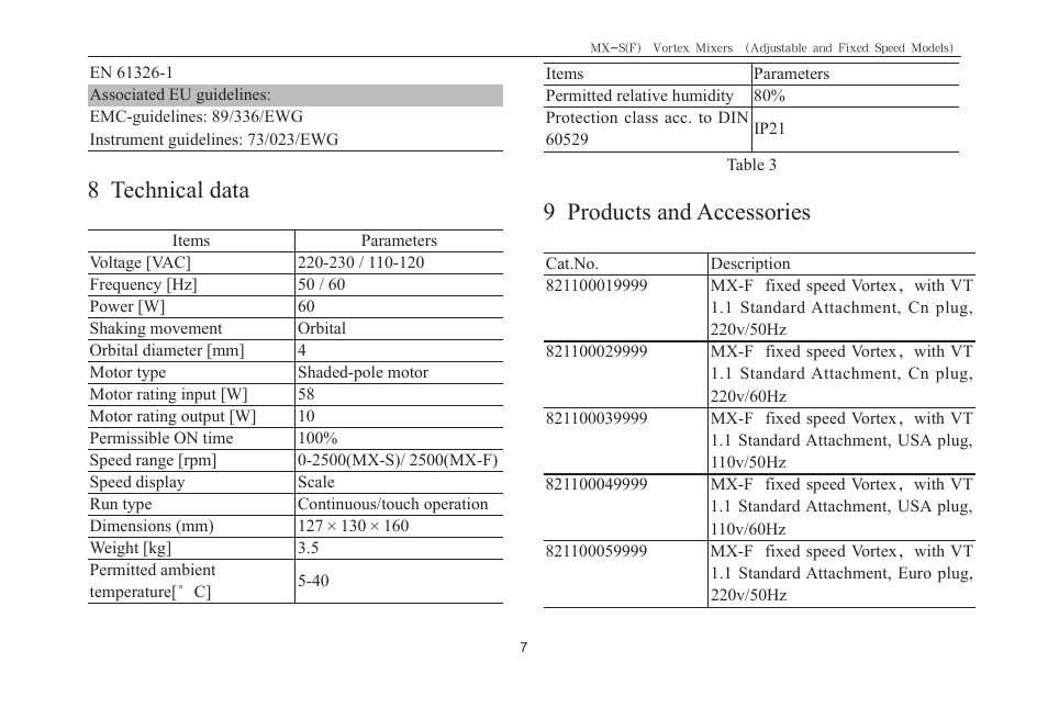 8 technical data, 9 products and accessories | Scilogex MX-F User Manual | Page 9 / 12