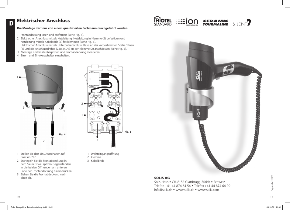 Elektrischer anschluss | SOLIS IQ-7 Design Line User Manual | Page 6 / 18