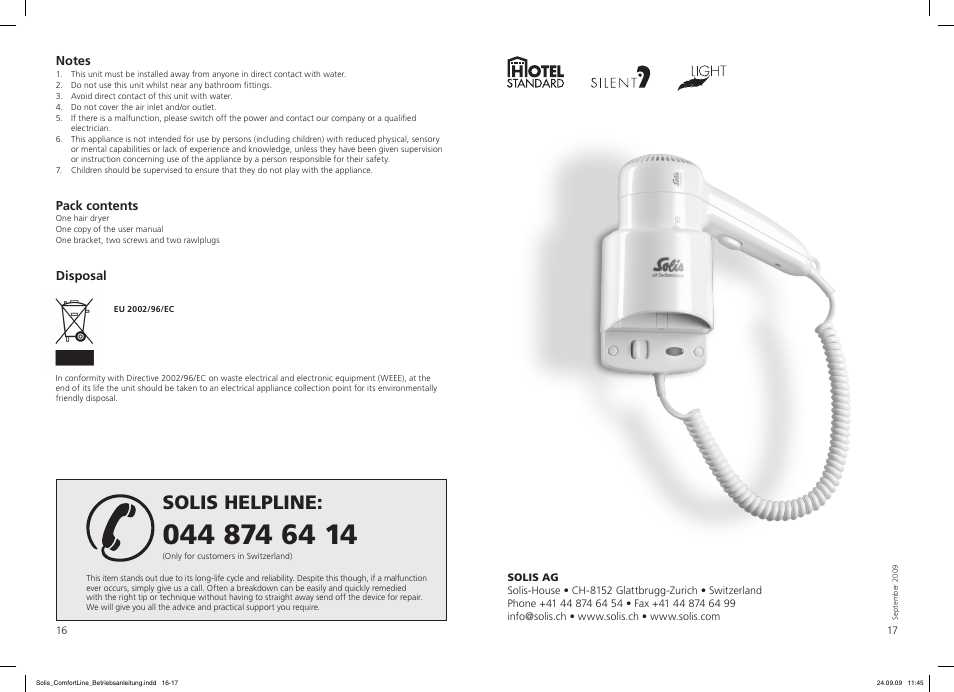 Solis helpline | SOLIS Comfort Line User Manual | Page 9 / 10