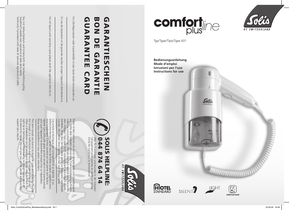 SOLIS Comfort Line Plus User Manual | 10 pages