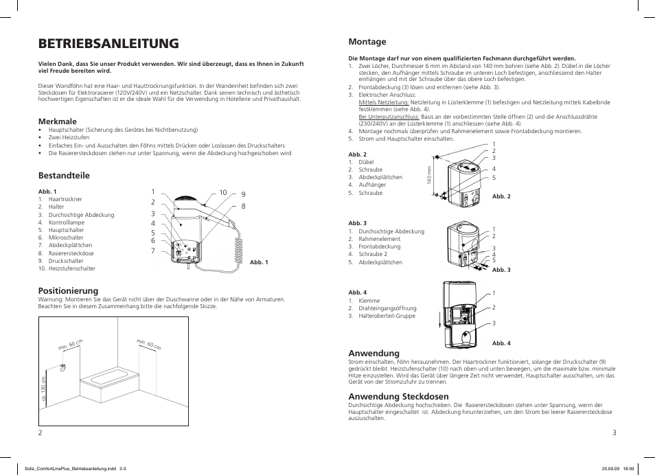 Betriebsanleitung | SOLIS Comfort Line Plus User Manual | Page 2 / 10