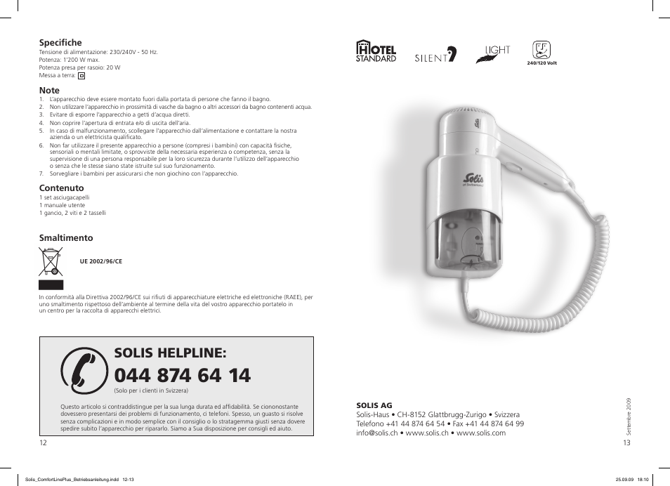 Solis helpline | SOLIS Comfort Line Plus User Manual | Page 7 / 10