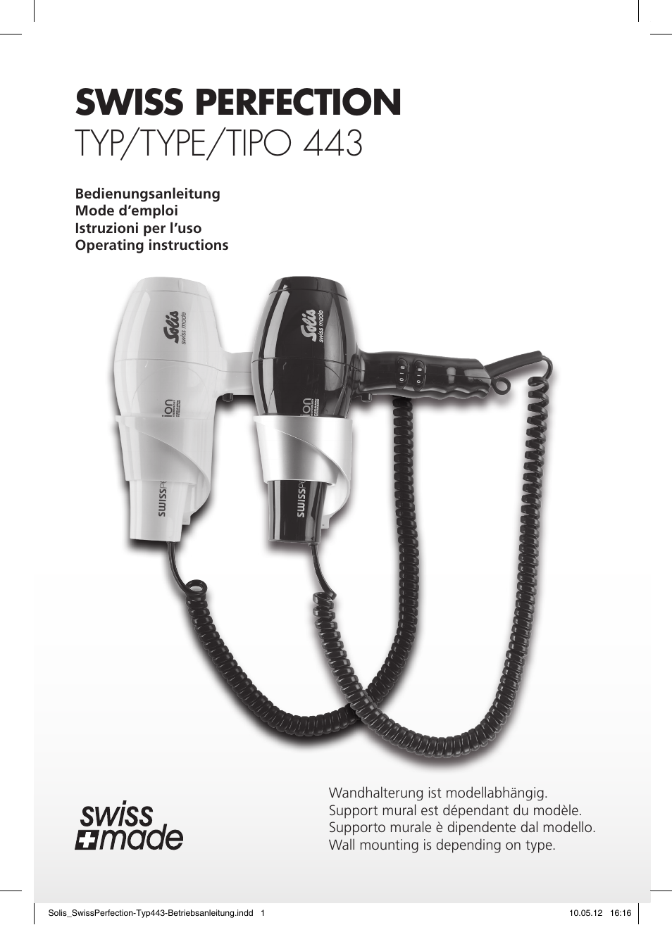 SOLIS Swiss Perfection HE User Manual | 33 pages