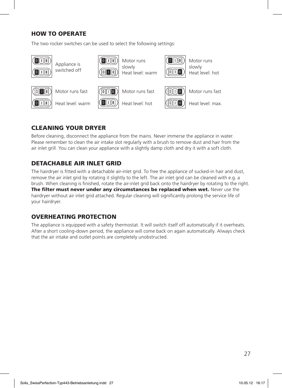 SOLIS Swiss Perfection HE User Manual | Page 27 / 33