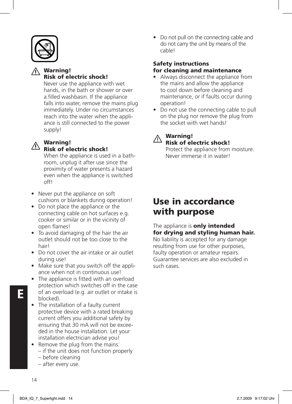Use in accordance with purpose | SOLIS IQ-7 Moonlight User Manual | Page 14 / 16