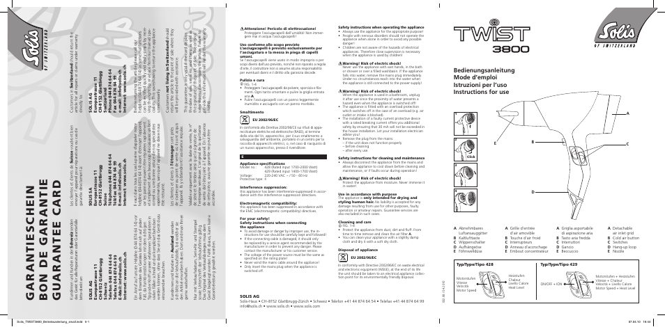 SOLIS Twist 3800 Superlight User Manual | 2 pages