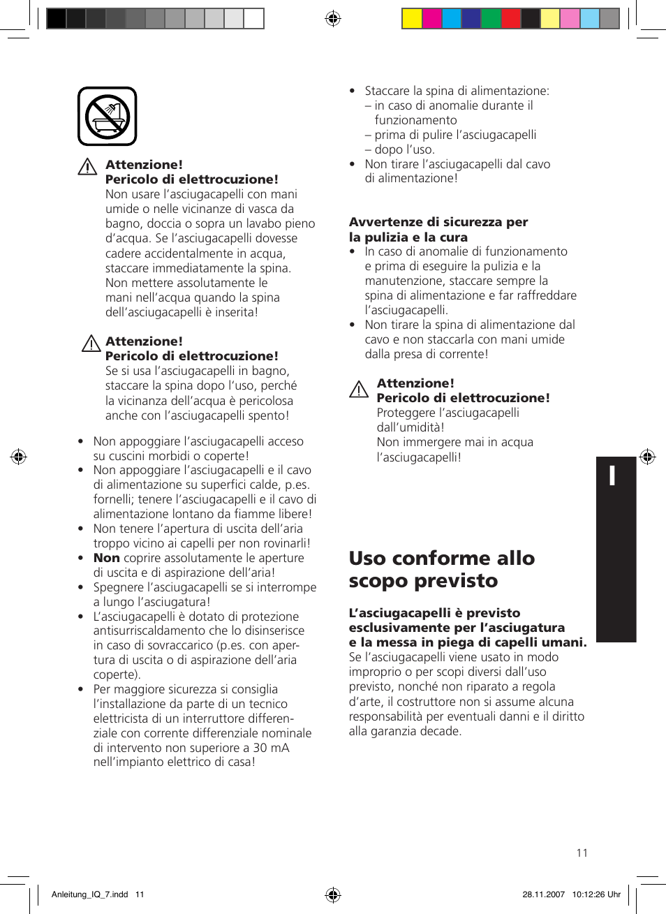 Uso conforme allo scopo previsto | SOLIS IQ-7 classic User Manual | Page 11 / 16