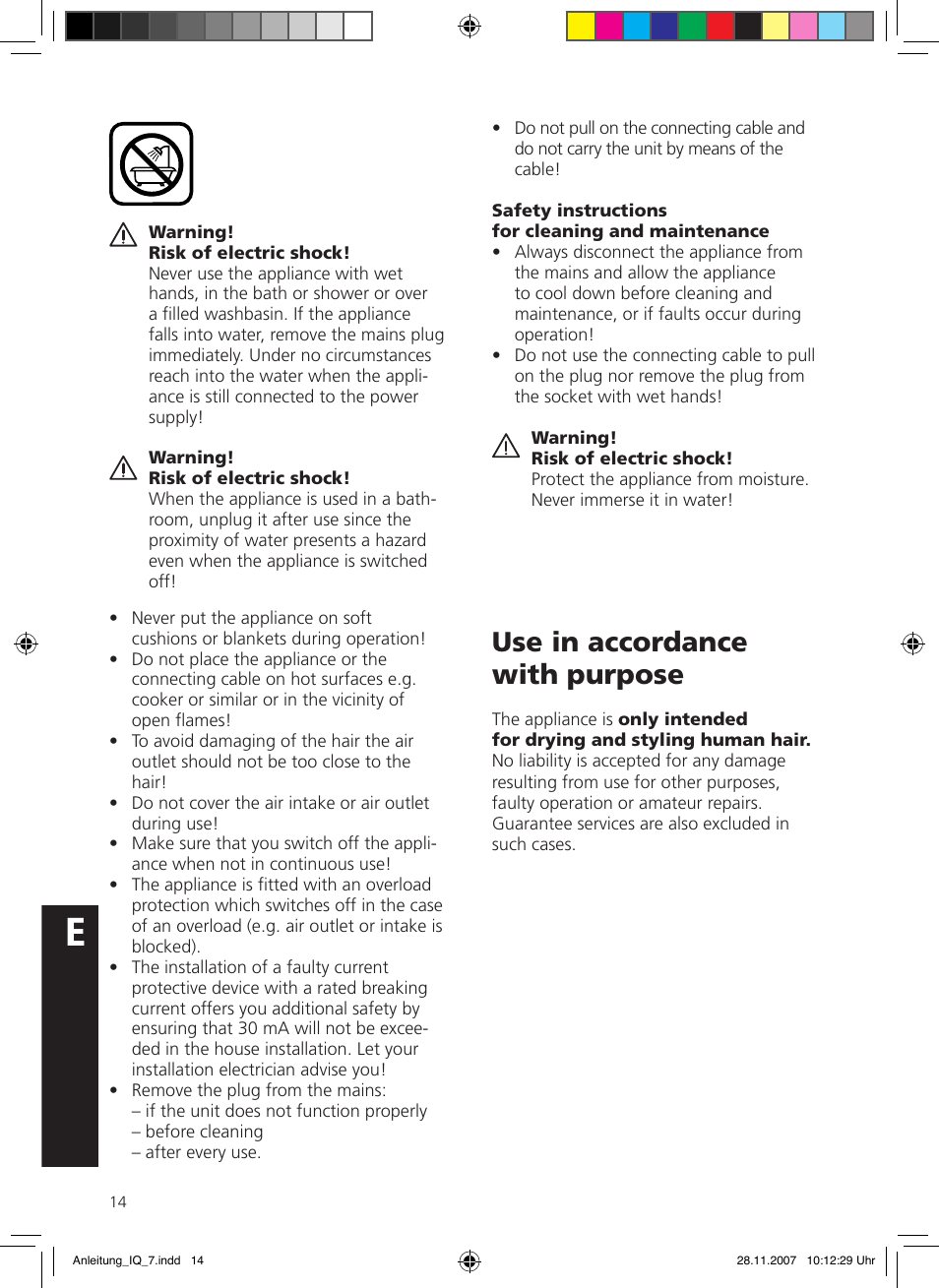 Use in accordance with purpose | SOLIS IQ-7 classic User Manual | Page 14 / 16