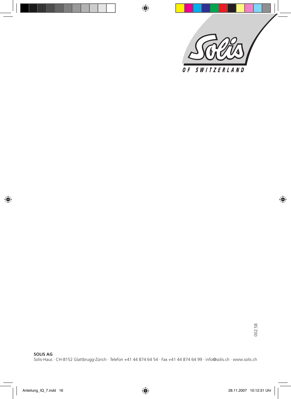 SOLIS IQ-7 classic User Manual | Page 16 / 16