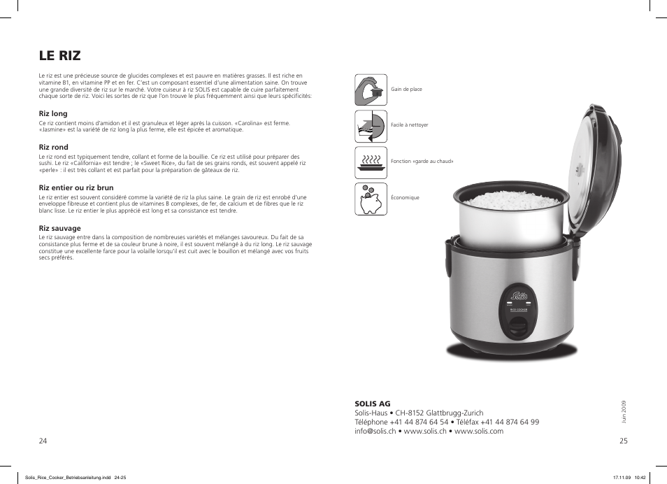 Le riz | SOLIS Rice Cooker Compact User Manual | Page 13 / 20