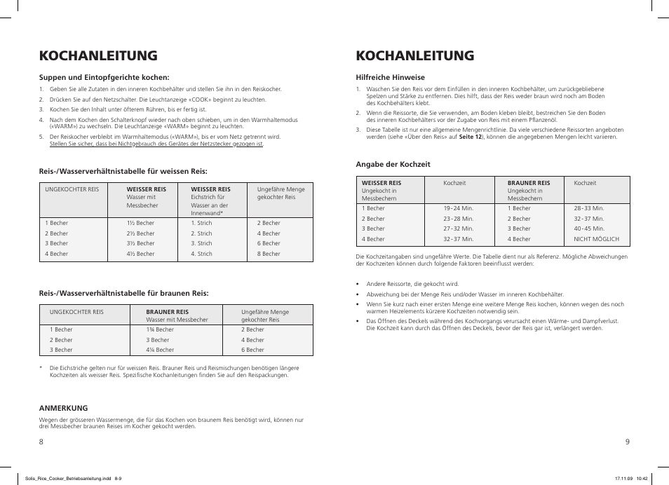 Kochanleitung | SOLIS Rice Cooker Compact User Manual | Page 5 / 20