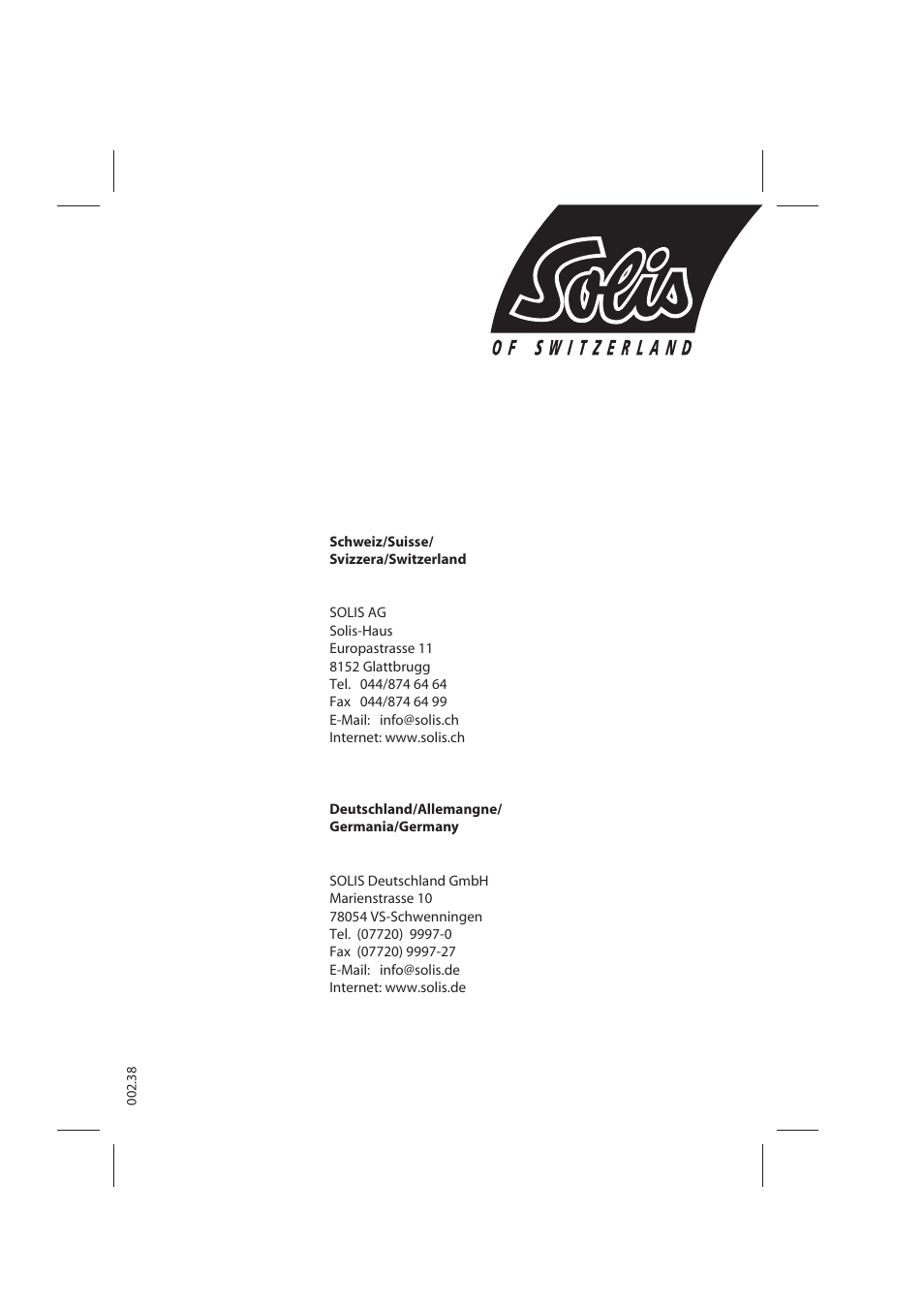 SOLIS Plate Warmer Kingsize User Manual | Page 6 / 6