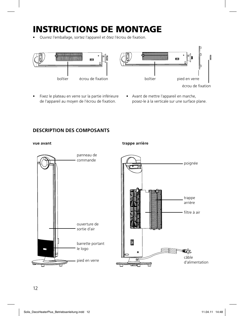 Instr uc tio ns de m o ntage | SOLIS Deco Heater Plus User Manual | Page 12 / 34