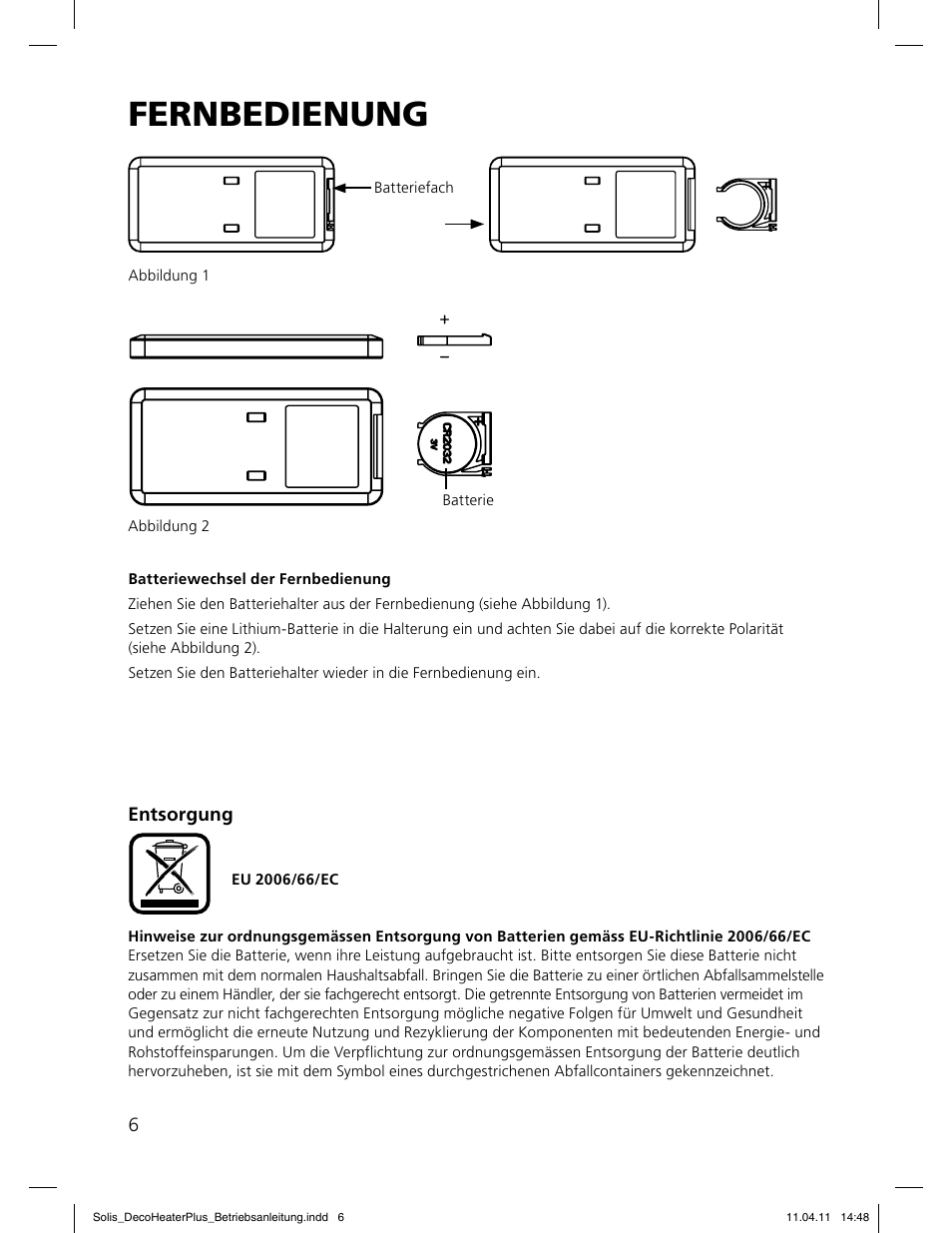 F er nbedienung | SOLIS Deco Heater Plus User Manual | Page 6 / 34