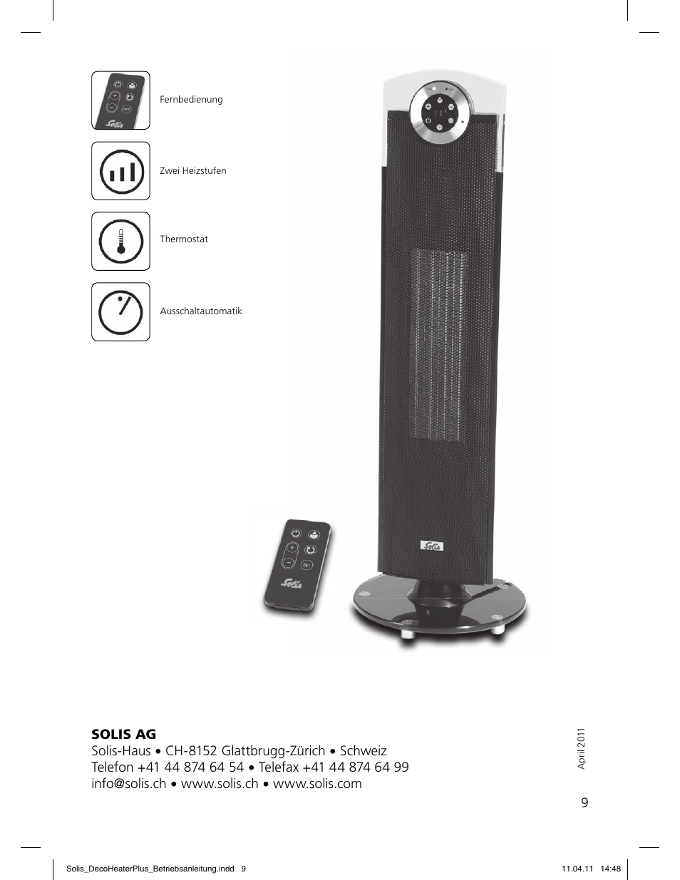 SOLIS Deco Heater Plus User Manual | Page 9 / 34