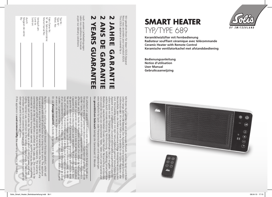 SOLIS Smart Heater User Manual | 18 pages